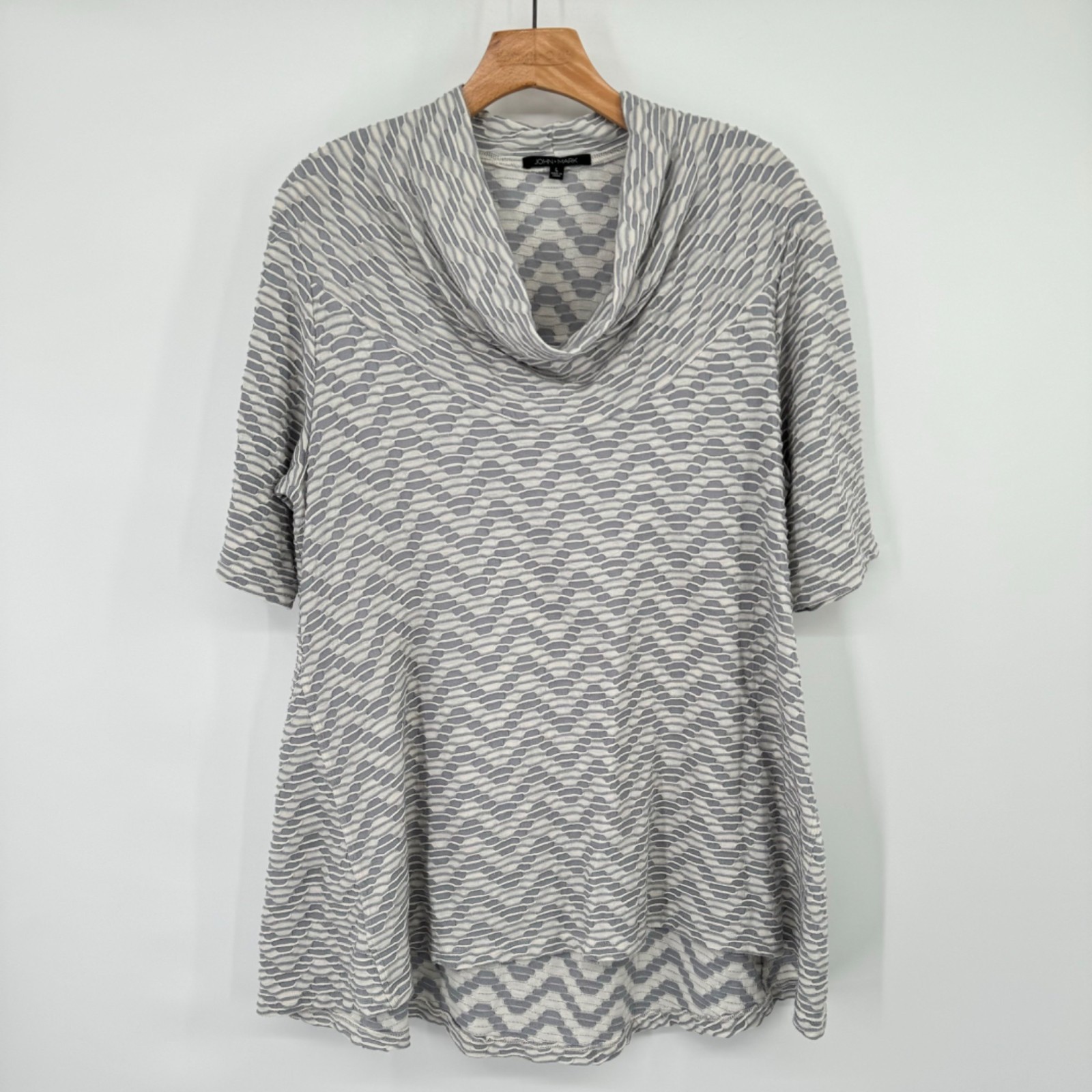 John Mark Gray White Patterned Cowl Neck Tunic kn… - image 2