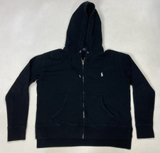Polo Ralph Lauren Full ZIp Hoodie Women Medium Black Pony White