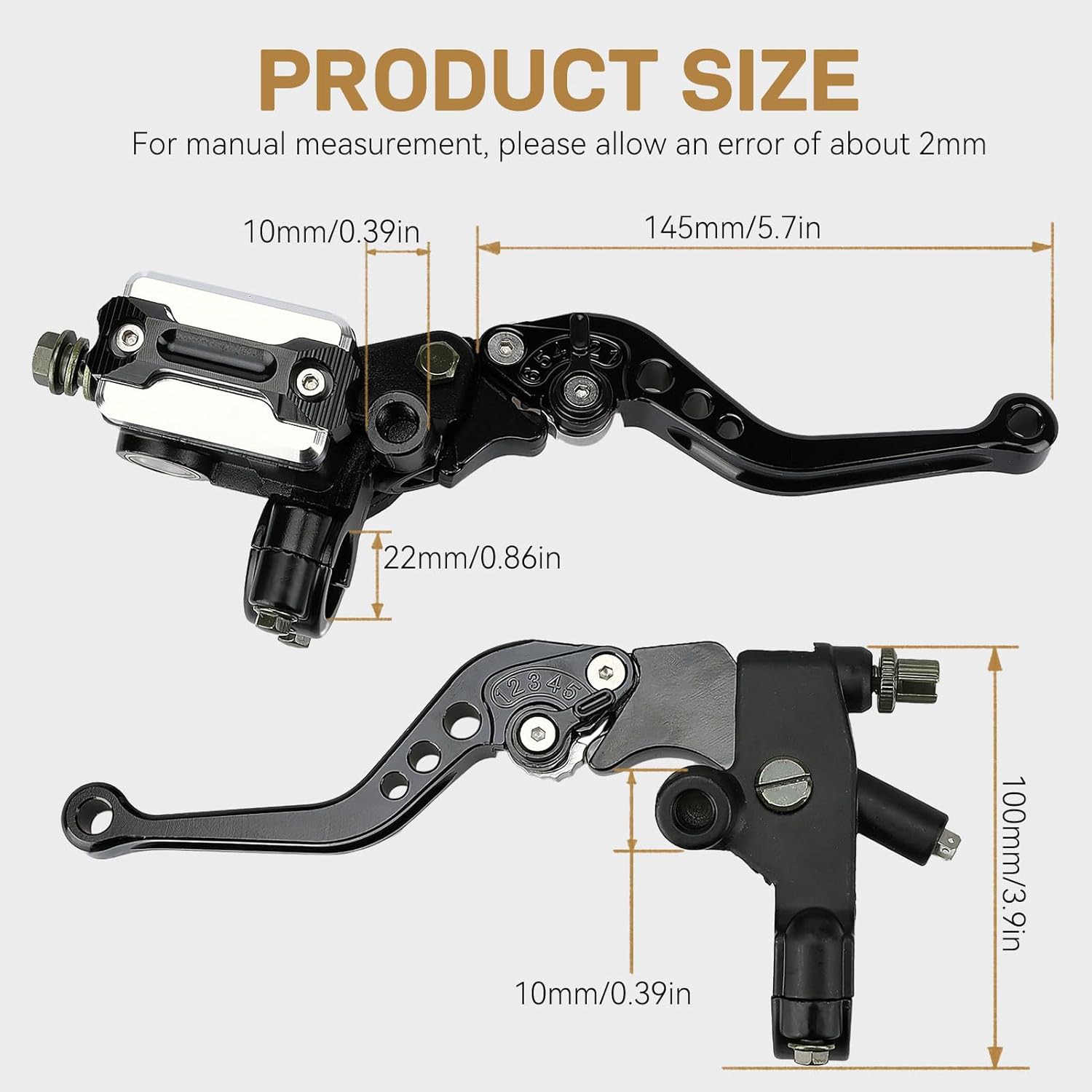 Universal 7/8" 22mm Motorcycle Handlebar Brake Master Cylinder Clutch Lever Set