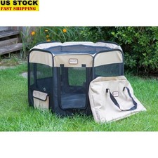 Extra Strong Portable Pet Playpen Indoor Outdoor Cats Dogs W/ Mesh Vents New