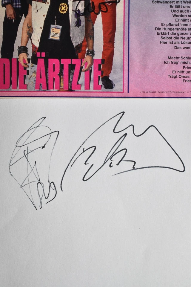 Die Ärzte - - original Autogramm - - ca. Din A4cm - Schriftstück - Bild 2 von 2