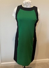Michael Kors Green & Black Colorblock Dress with Gold Zip Pockets – Women's XL