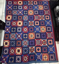 Vintage Amish Style Hand Sown Blanket Throw 6 Ft By 7.5 Ft Quilt Style Print