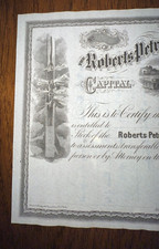 Roberts Petroleum Torpedo Stock Certificato 1860 Unico Bollino Esplosivo!!!