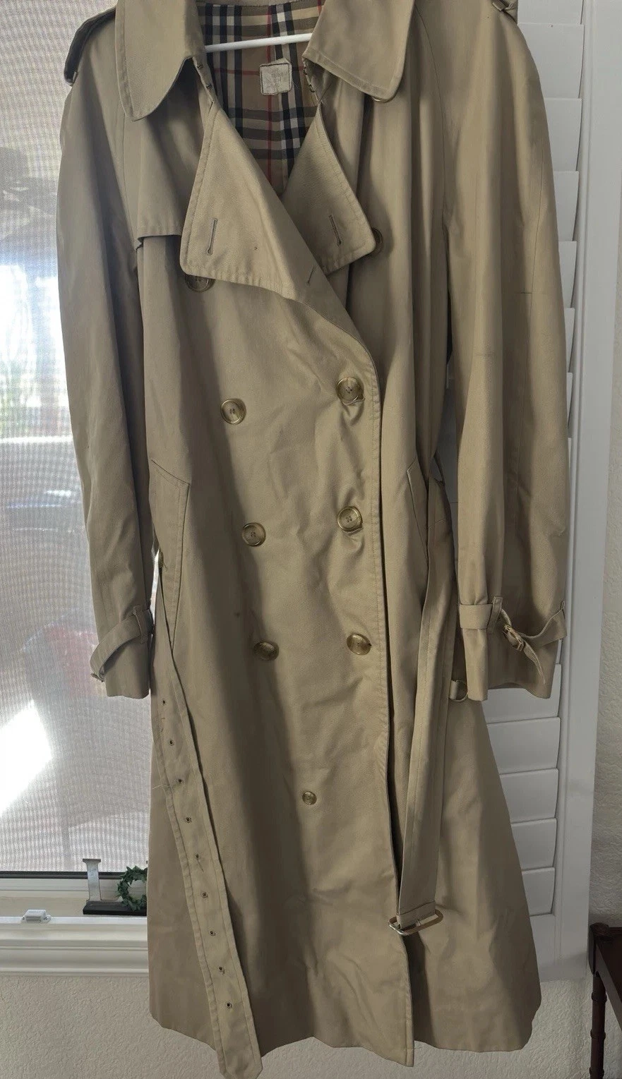 Trench coat classico Burberry vintage lungo nova check uomo con certificato di autenticità leggi 18w 49L anni 80 90