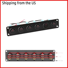 6 Gang Toggle Rocker Switch Panel For Car Boat Marine RV Truck Blue LED 12V-24V