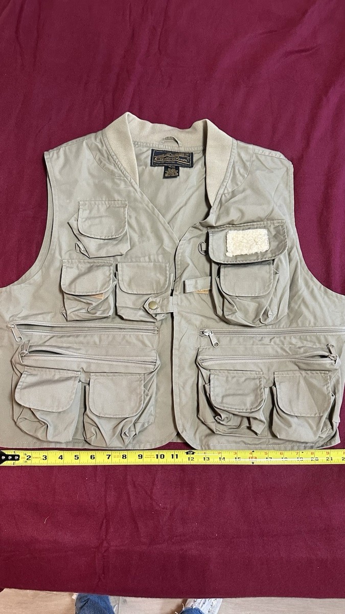 Gilet de pêche vintage Eddie Bauer années 80 étiquette noire coton
