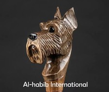 Hand craved dog handle wooden walking cane dog walking stick best gift