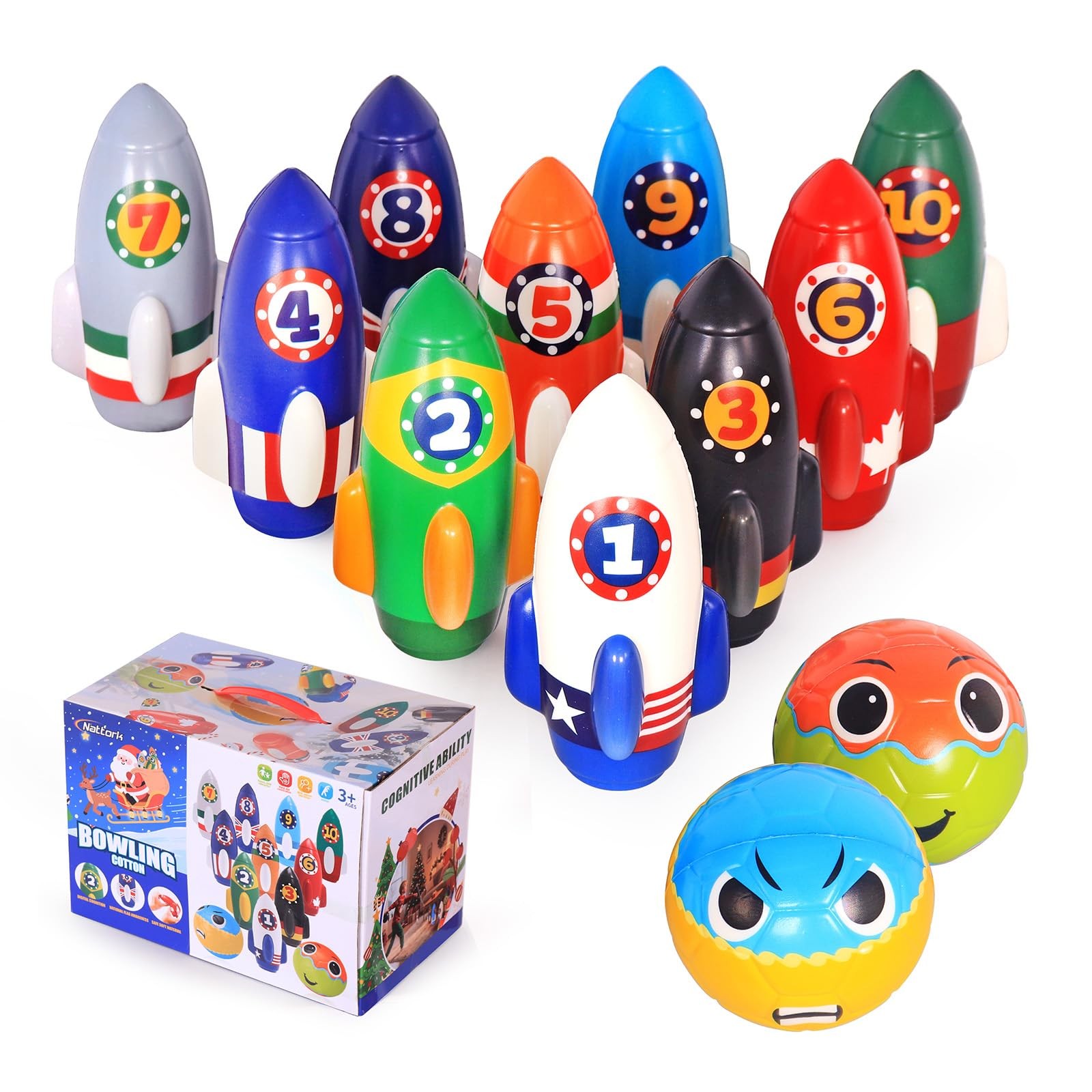 Rocket Kids Bowling Set - Toddler Bowling Game Indoor Outdoo