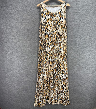 Unbranded Dress Women M Beige Animal Print Maxi Long Sleeveless Rayon
