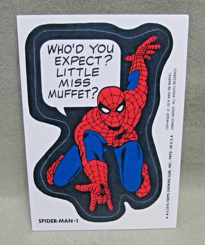 1975 SPIDER-MAN 1 STICKER Vintage NM Topps Marvel Comic Book Super Heroes card