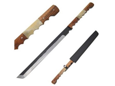 Wild Turkey Handmade 26'' Full Tang High Carbon Steel Sword w/Real Leather Sheath