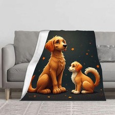 Cozy Flannel Blanket with Whimsical Dog Design - Soft Warm Durable Throw