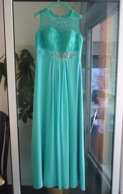 Ballkleid Abi Hochzeit türkis Gr. 4 38/40 Juju & Christine Chiffon Spitze Perlen