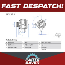 Alternador compatible con RENAULT KOLEOS Mk2 2.0D 16 a 20 M9R868 Bosch 231006729R Calidad