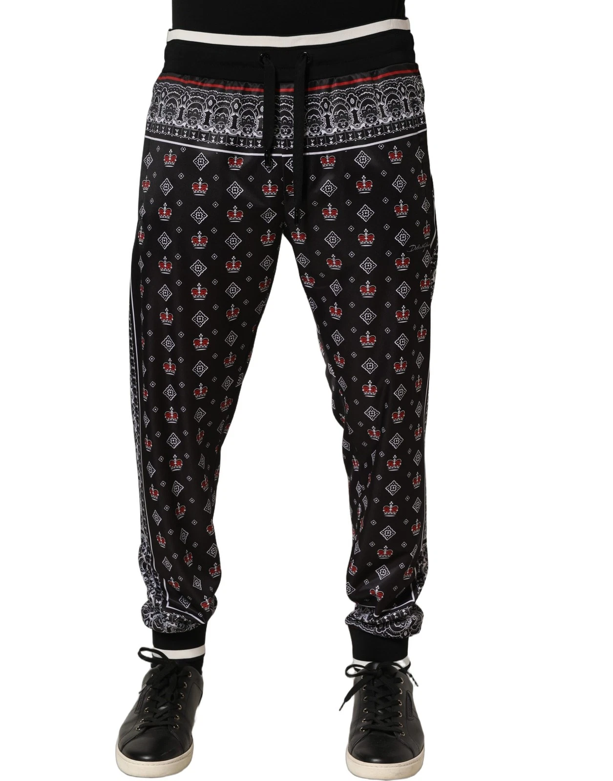 Dolce & Gabbana Black Bandana Crown Jogger Men Trouser Men's Pants