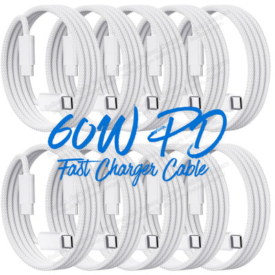 Braided USB Type C to USB-C Cable PD 60W Quick Charging Data Fast Charger Lot
