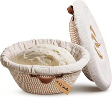 12 Inch Large Cotton Rope Banneton Bread Proofing Basket Set, 2 Pack Round