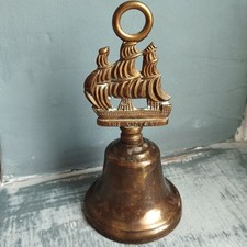 Vintage Brass Bell with HMS Victory GoblinUnusual Collectible, 1970s-80s