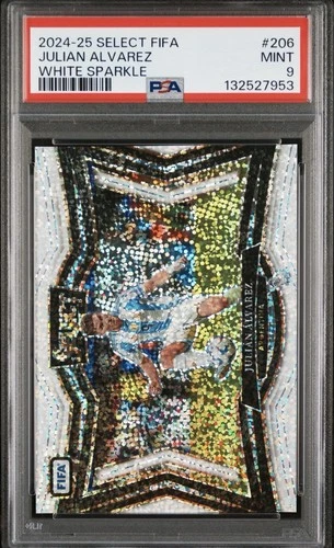 2024 Panini Select FIFA Field Level White Sparkle Prizm Julian Alvarez PSA 9 MT