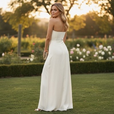 REFORMATION Ingrid Dress Champagne Cream Strapless Maxi Dress Smocked Sz 10  | eBay