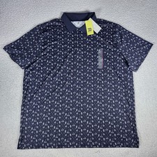 All in Motion Men's Textured Polo Shirt Navy Golf Print XXL NWT