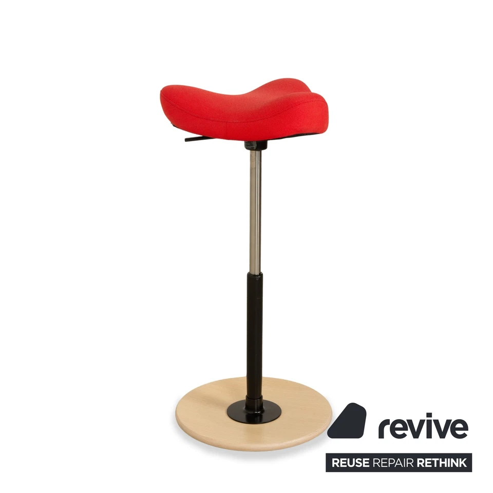 Varier Move Sitz-Steh Hocker Stuhl Rot Revive 634 Basis Natur Braun Holz Esche - Bild 4 von 4