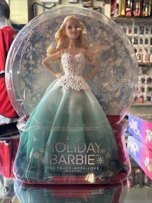 2016 Holiday Barbie Schneekugel Peace Hope Love Collector Puppe Mattel