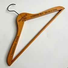 Vintage 17.5" Mandeville Place Hotel Wood Hanger London West End Ad Collectible