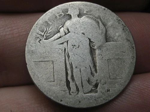 Dateless Silver Standing Liberty Quarter, Type 1 Variety Minted in 1916 and 1917