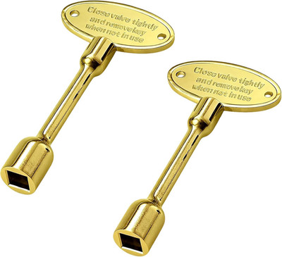 Gas Valve Key, 3 inch Polished Brass for 1/4'' and 5/16'' Turn Ball Valve - Fits F
