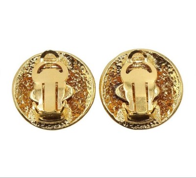 CHANEL Earrings Round Shape Coco Mark Gold Color Woman's Accessories France Made