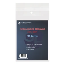 100 Guardhouse Archival 8.5x11 Document Sleeves Acid-Free Poly Protector