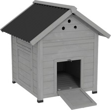 Duck Coop Wooden Outdoor Small Animal House with Openable Roof  Double Doors