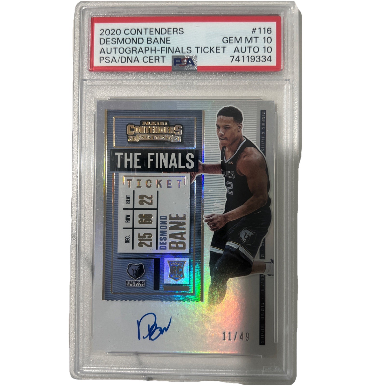 2020 Contenders Desmond Bane Auto-Finals Ticket RC /49 PSA 10 Auto 10!!!!!