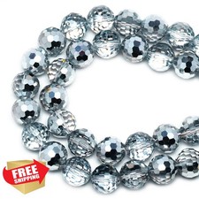 DIQIO 6mm Sparkle Crystal Beads - 96 Faceted Disco Loose Beads Translucent Si...