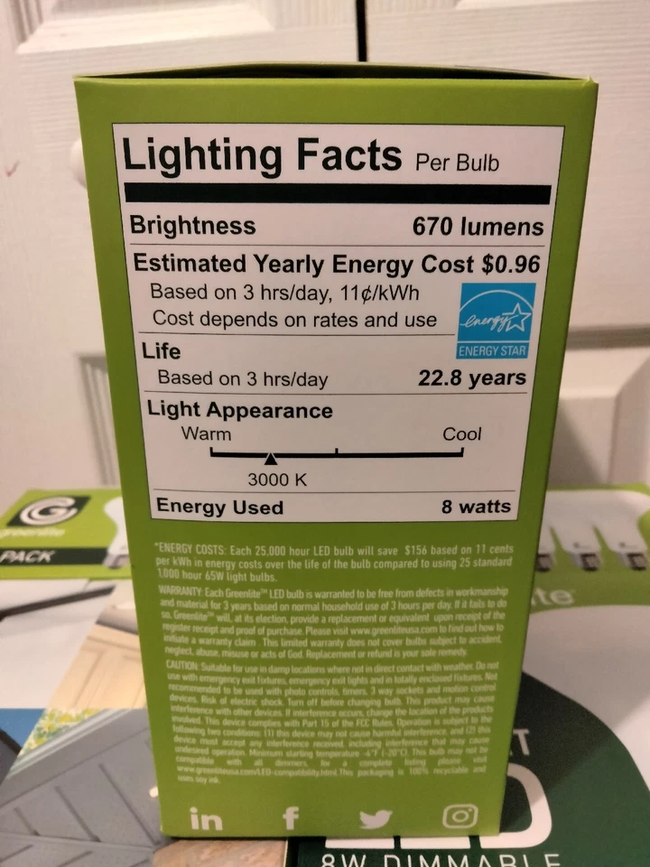 96x LED BR30 Floodlight 8w = 65w Equivalent 3000k Soft White E26 Base 670L Bulbs - Image 3 of 4