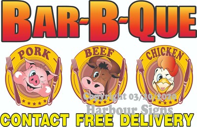 (Choose Your Size) Bar-B-Que BBQ Delivery DECAL Food Truck Concession Sticker