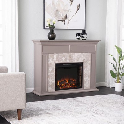 SEI FURNITURE Electric Fireplace 50'' 4778BTU Adjustable Shelves LED Metal Gray
