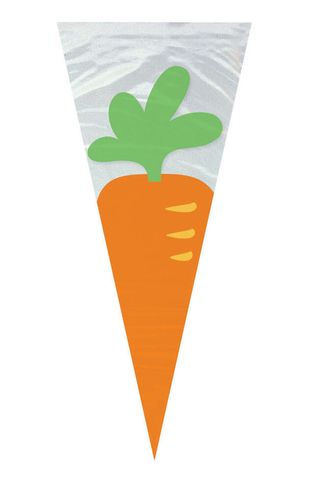 Easter Carrot Treat Bags Cello Cone Sweet Bags Cellophane Egg Hunt Bags x 20