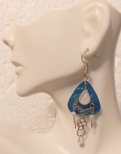Geometric Elegance: White teardrop Gemstone Earrings - 2.50 Dangle Hook