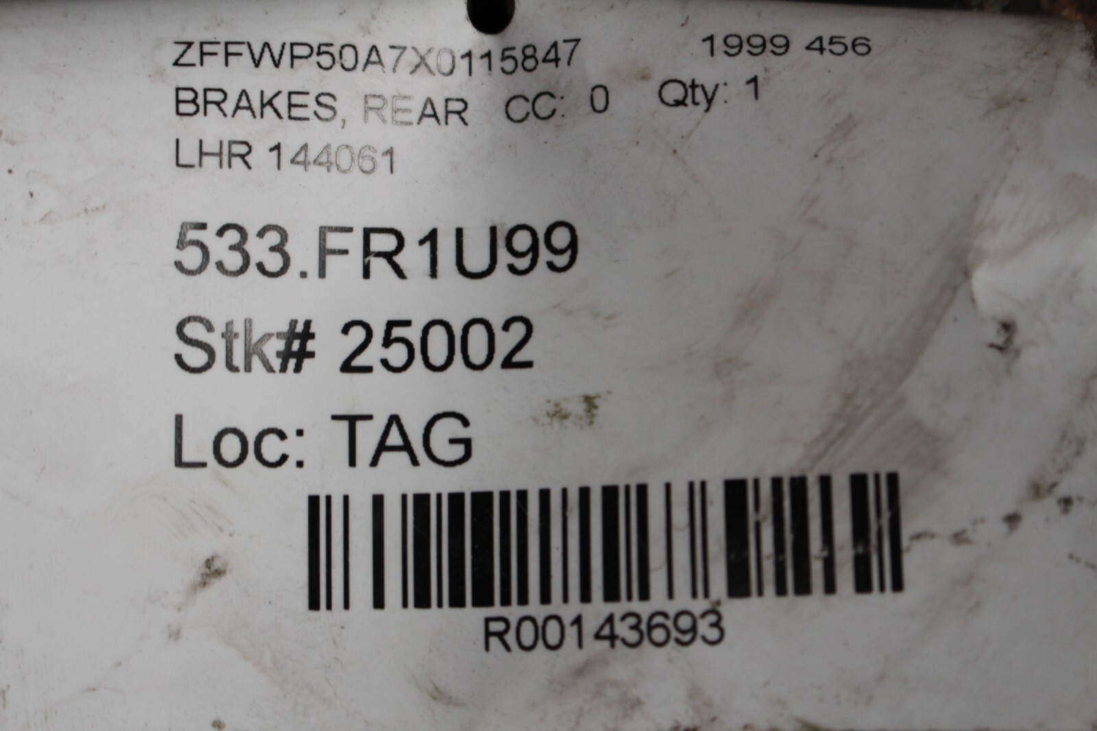 Ferrari 456 M, Rear Brake Rotor, Used, P/N 144061