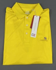 Cutter & Buck Golf Shirt Polo DryTec Chest Logo Medium Yellow Polyester MSRP $70