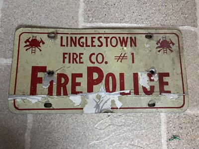 Vintage Fire Police License Plate Lingelstown Pa Fire CO. # 1 | eBay