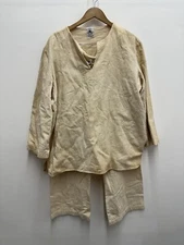 Deva Cottage Industry Beige Tunic Top and Pants Sz Large Lagenlook Bohemian Boho