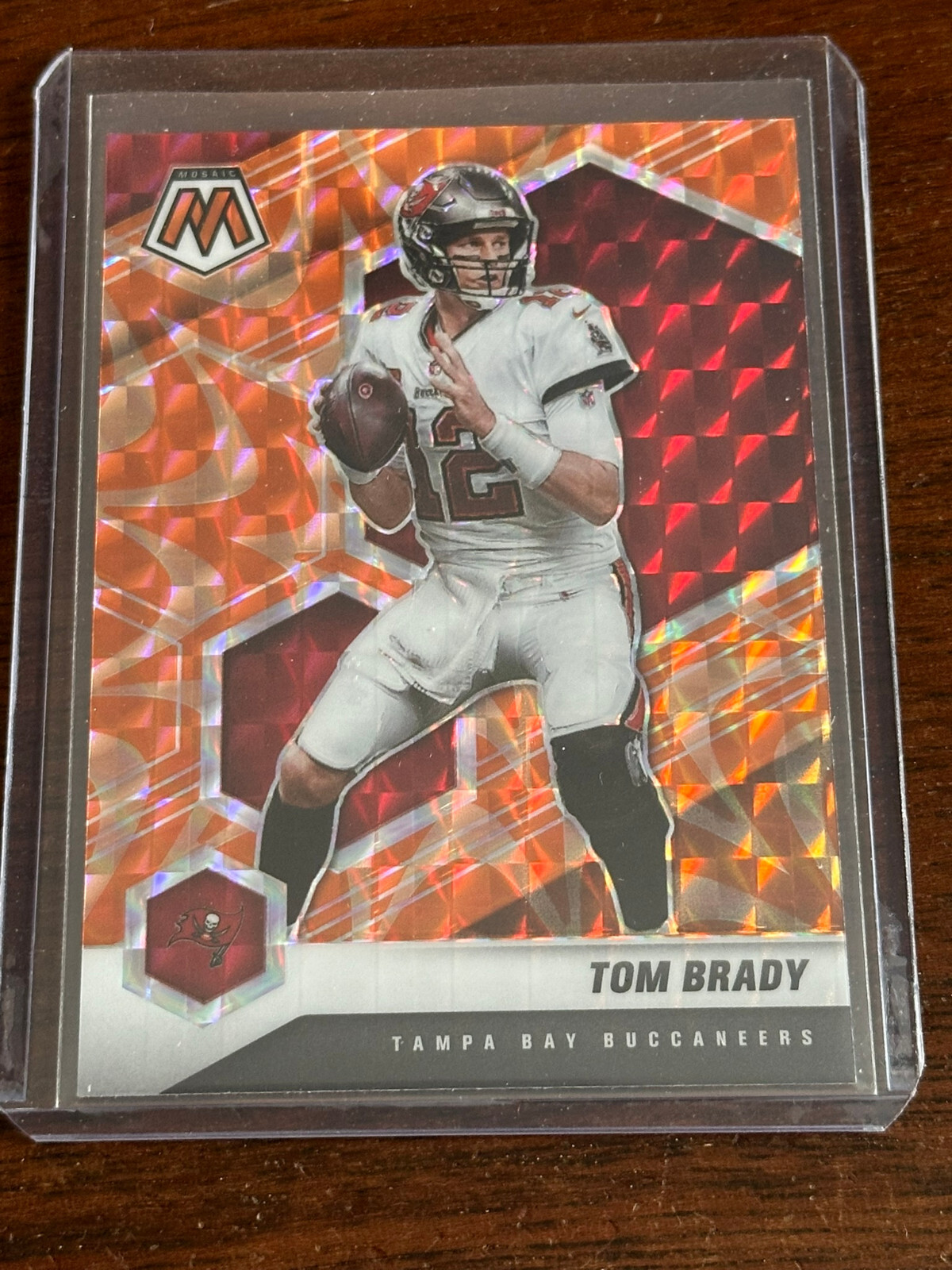 2021 Panini Mosaic Tom Brady Tampa Bay Buccaneers Reactive Orange Prizm #186