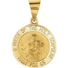 14KT Gold Queen of the Holy Scapular Medal Pendant NEW Protecting Against Danger