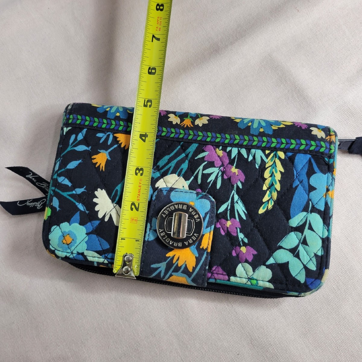 Vera Bradley Turnlock Zip Wallet Multicolor Blue Retired Pattern