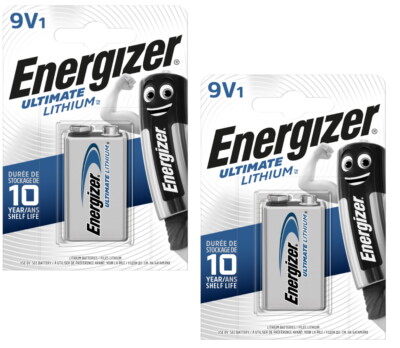 2x Energizer Ultimate Lithium 9V E-Block 6LR61 MN1604 U9VL-J - Rauchmelder