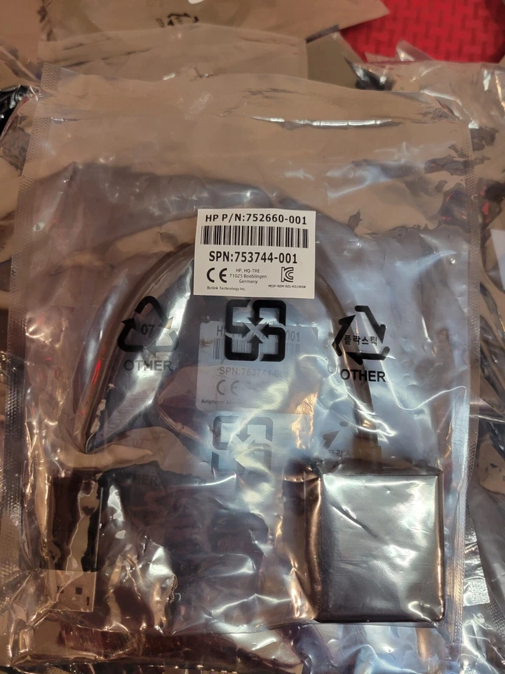 LOT OF 100 NEW SEALED HP 752660-001 753744-001 DISPLAY PORT TO DVI ADAPTER CABLE - Image 2 of 2